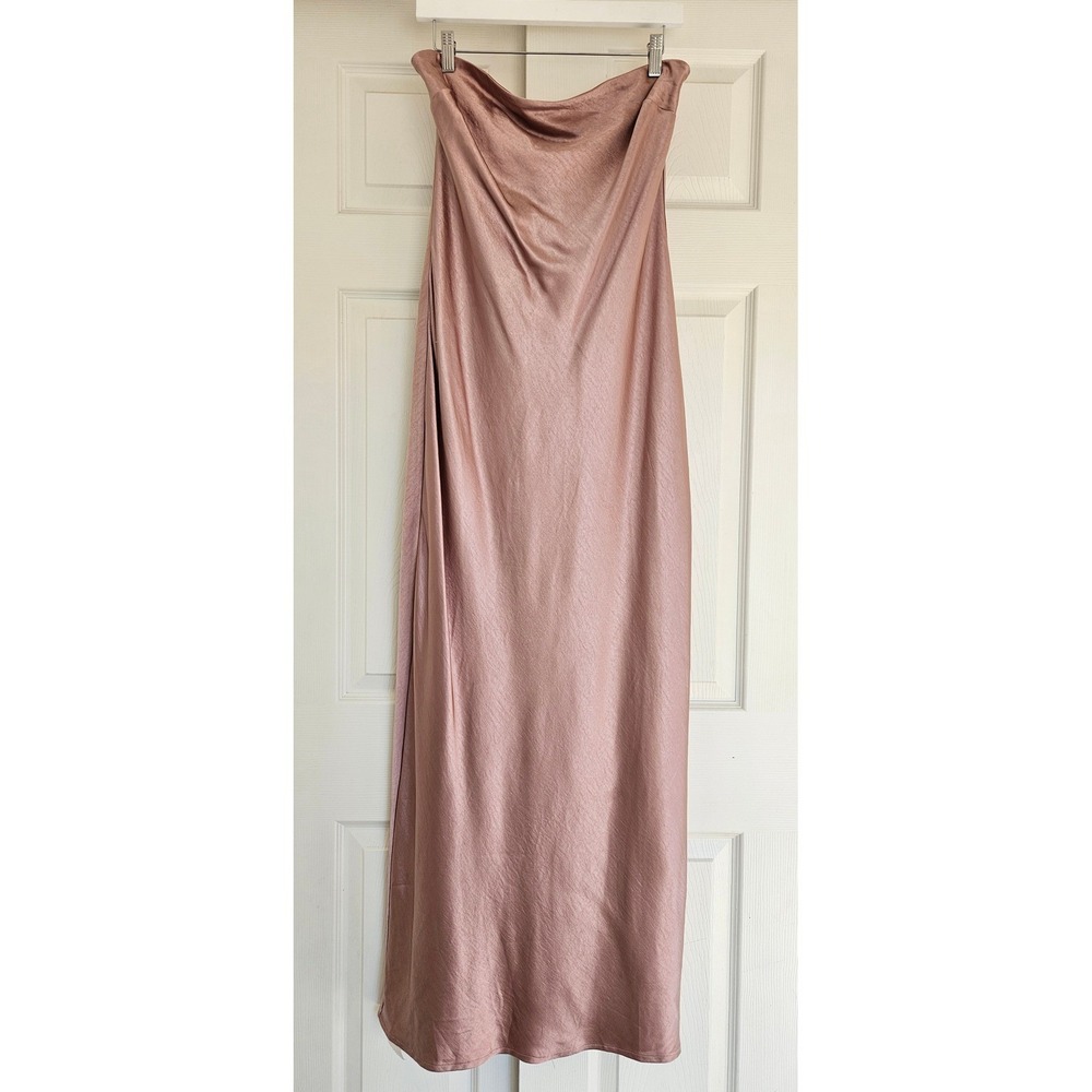 MORE TO COME | NWT Emma Strapless Maxi Dress in Blush Satin XL - Picture 4 of 12